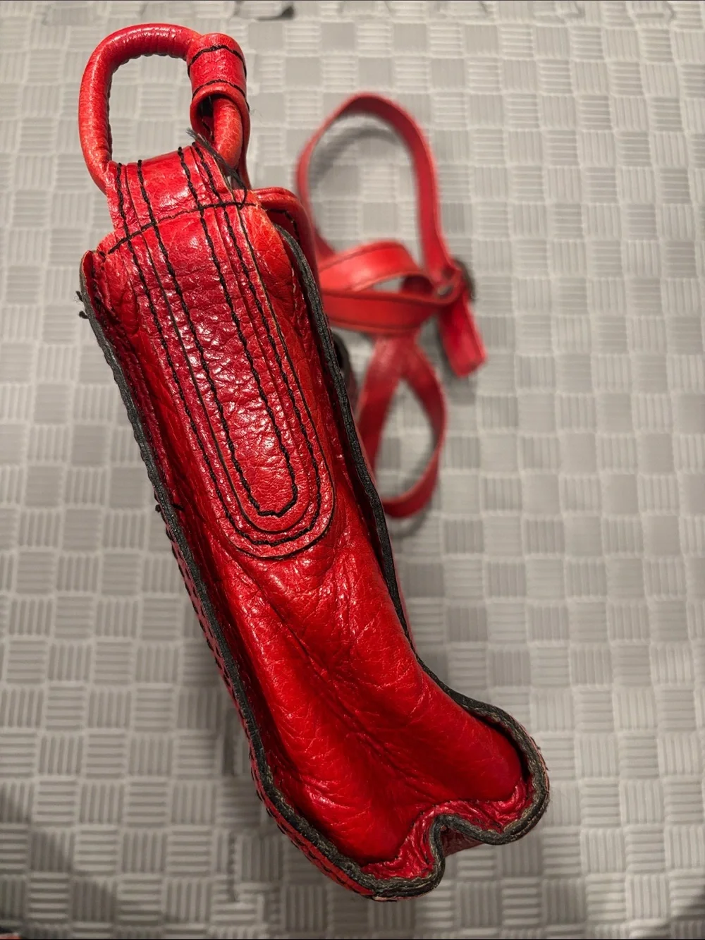 Red Leather Crossbody Bag for Women